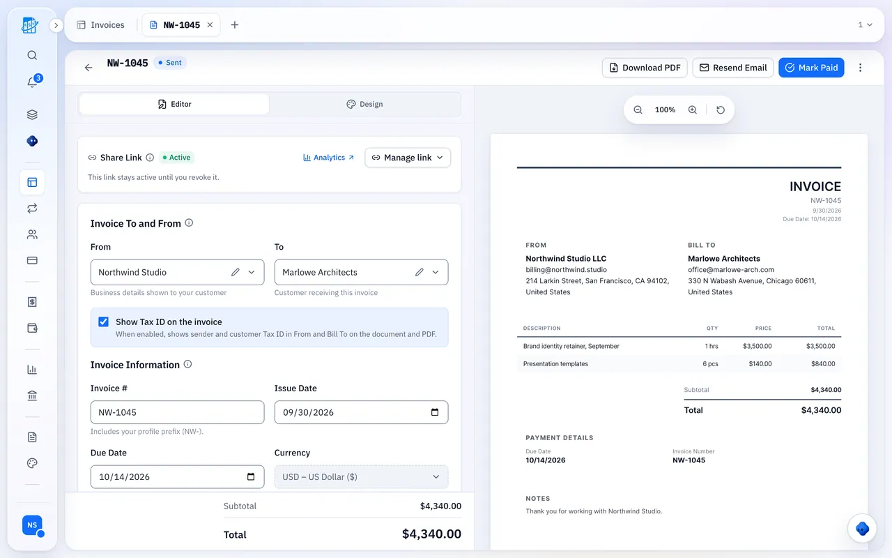 QuickBilling screenshot: Convert Estimates To Invoices In One Click