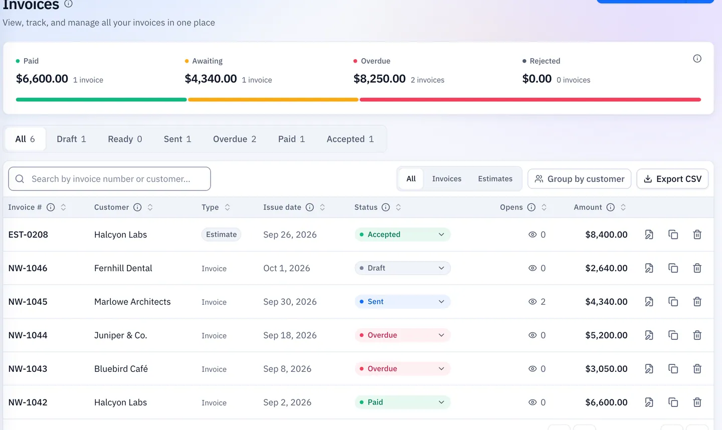 QuickBilling screenshot: Know When Your Invoice Is Opened