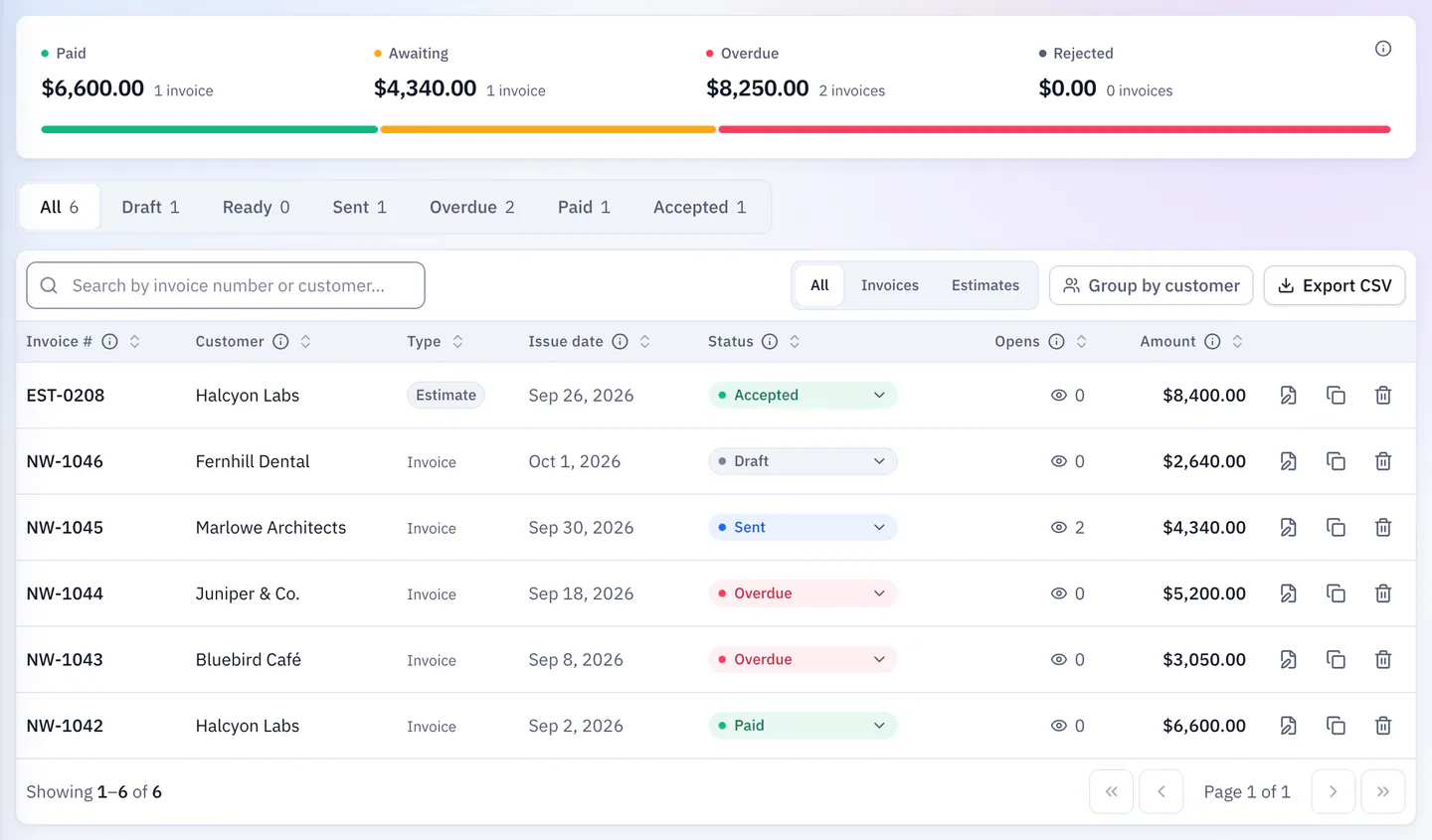 QuickBilling screenshot: Reminders You Choose
