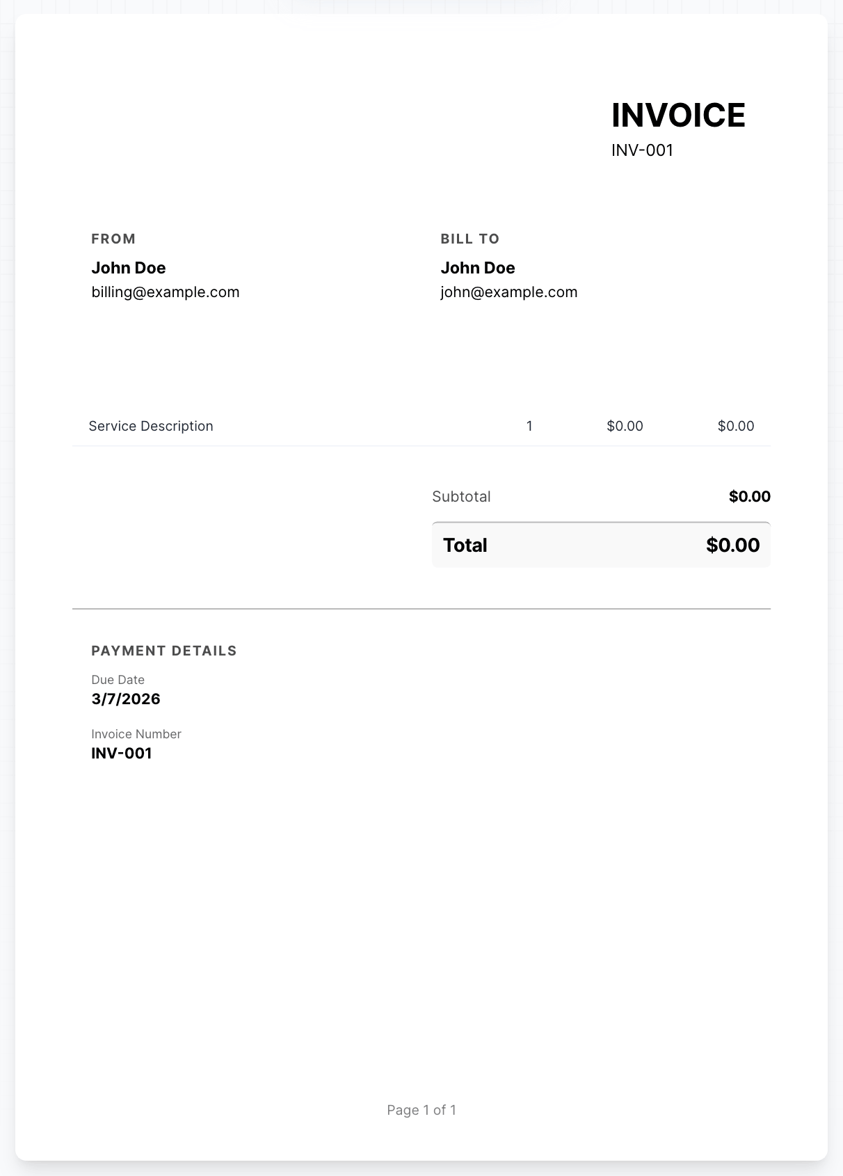 Studio (invoice template)
